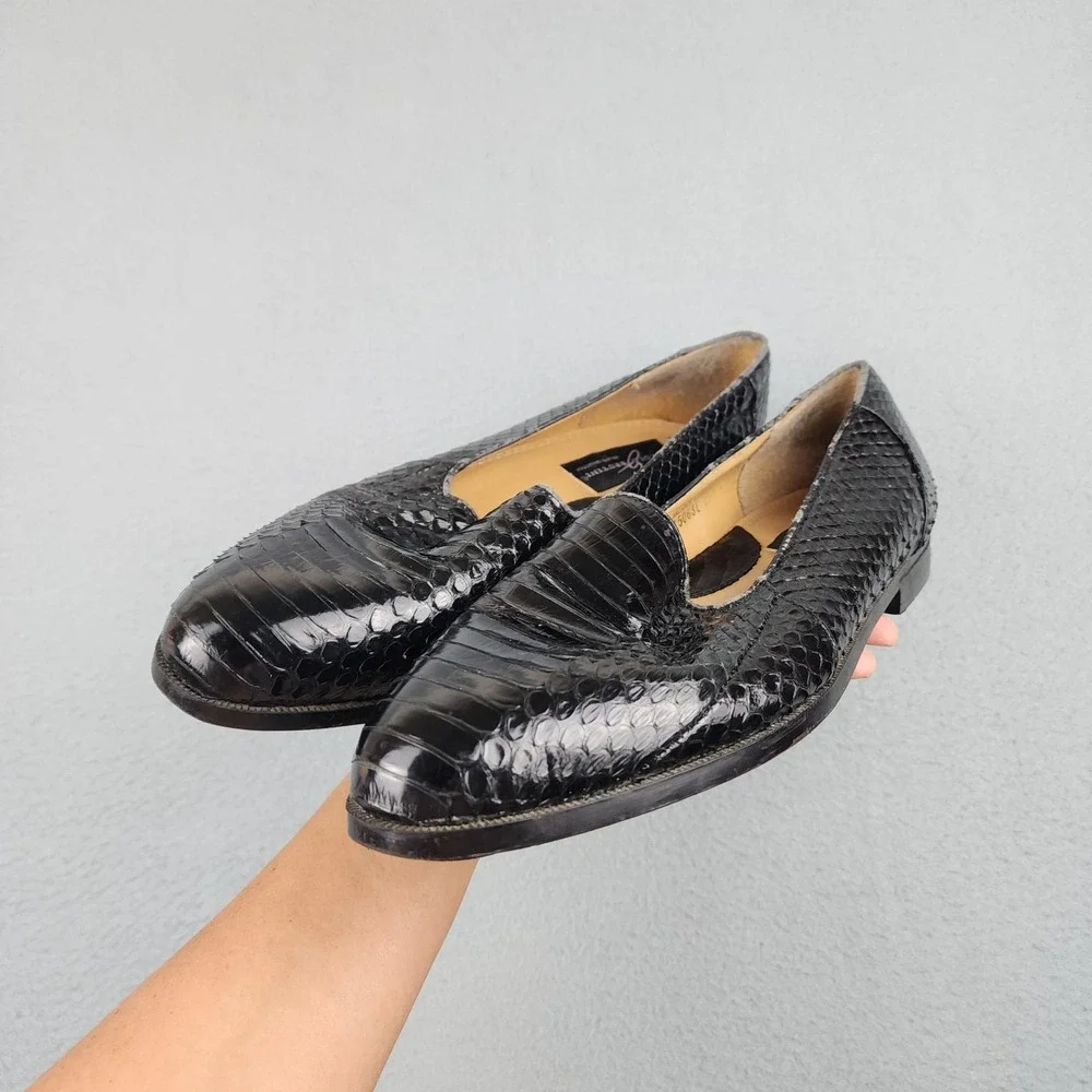 Giorgio Brutini Shoes Mens Size 10M Black Genuine Snake Leather Oxford Dress